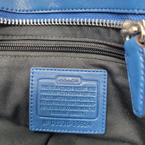 Coach Legacy Tanner Blue Purse Bag Double Handle W Satin Dust Bag Handbag Large - Picture 8 of 13